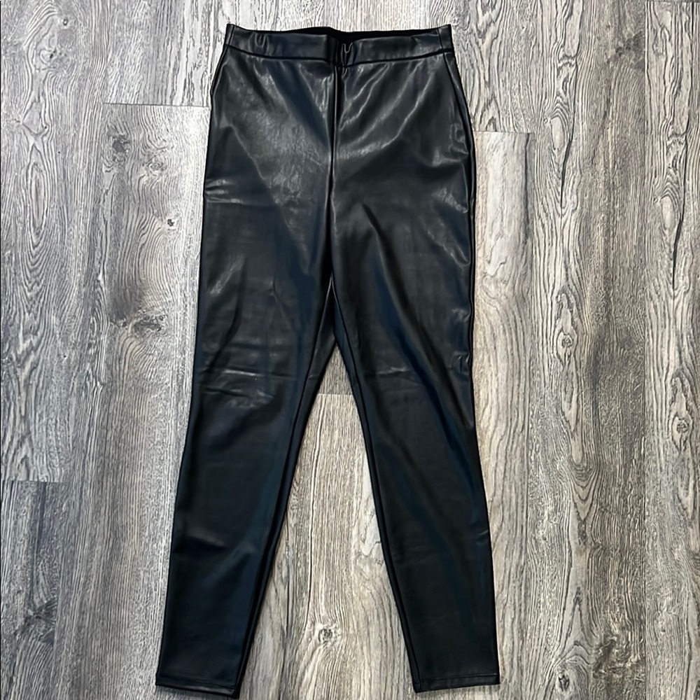 Express Leggings Black Faux Leather Leggings Size Medium Stretchy